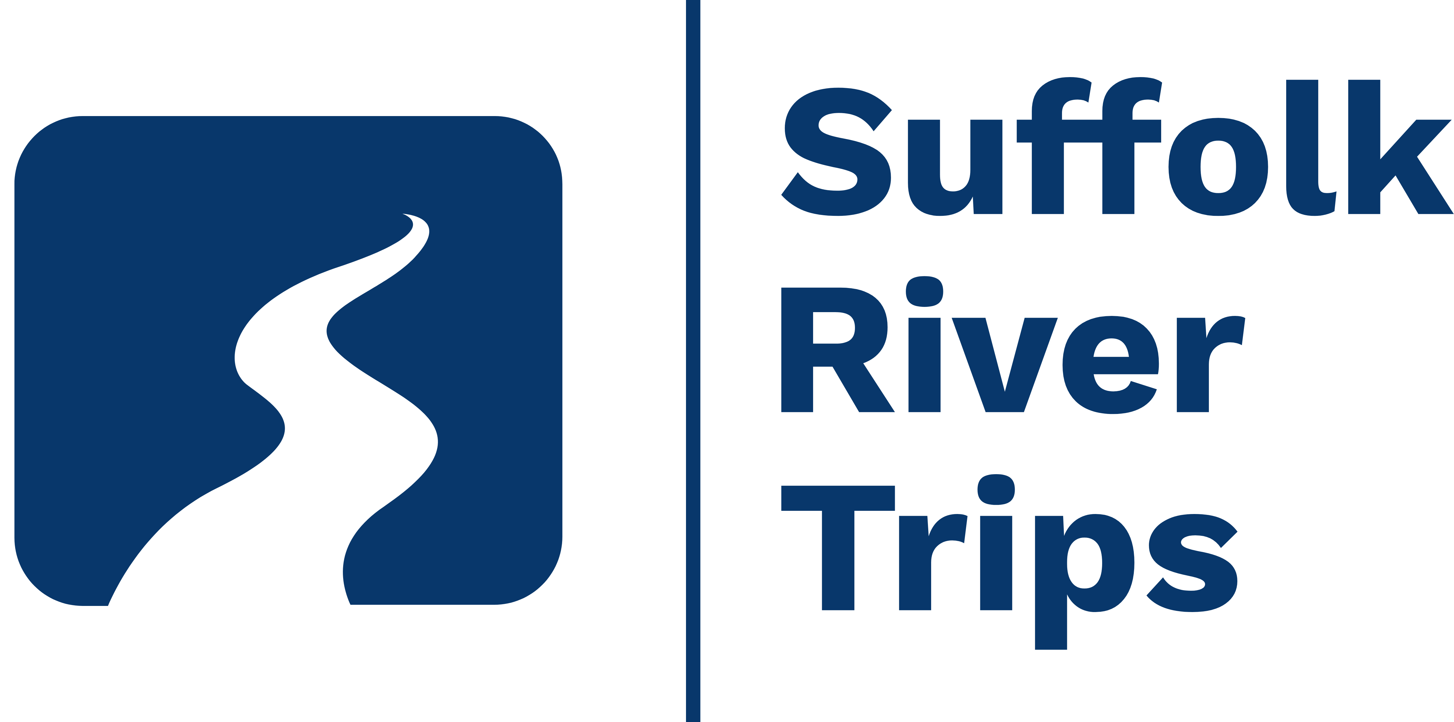 Suffolk River Trips logo: blue on white